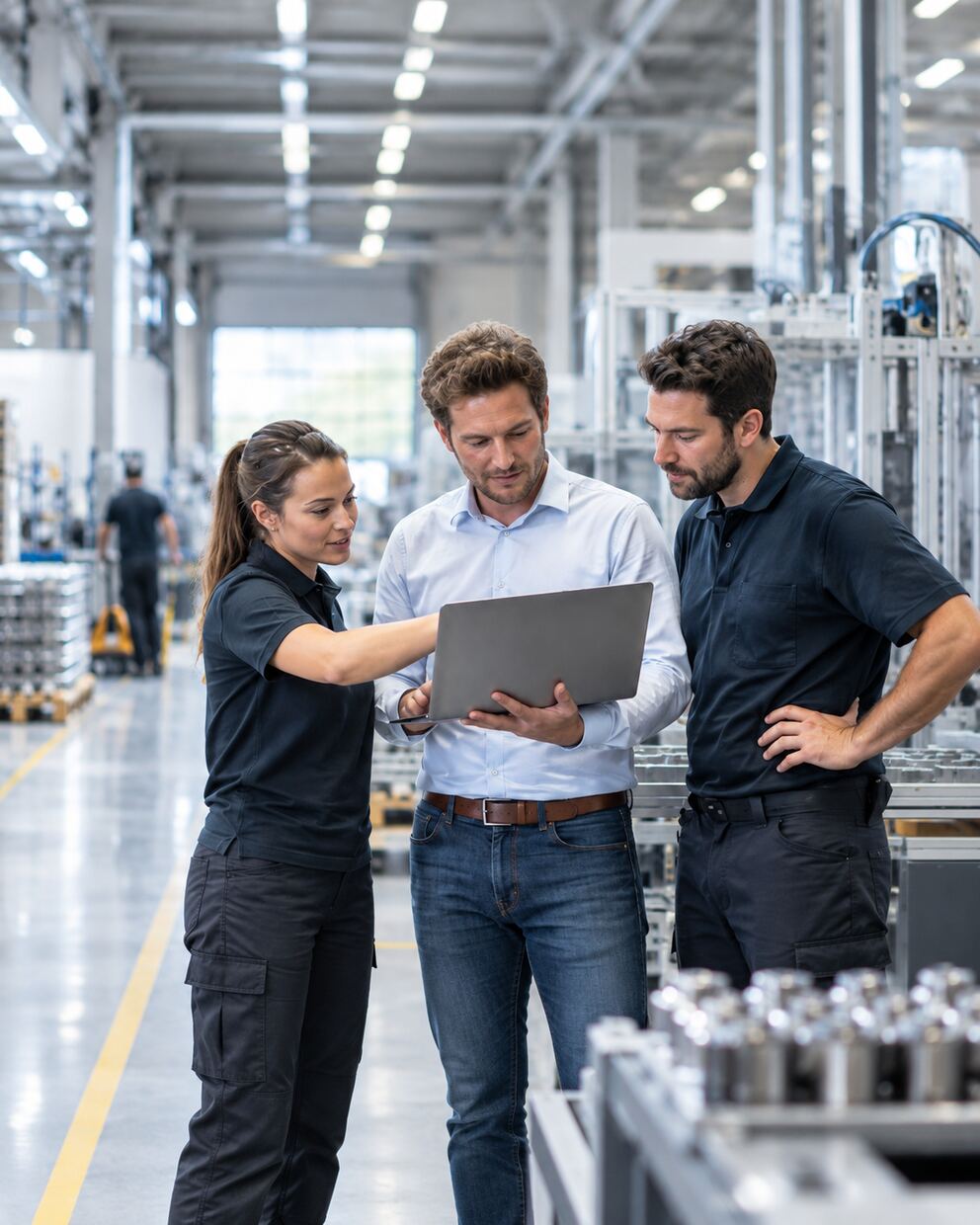 Colleagues working together on the shop floor